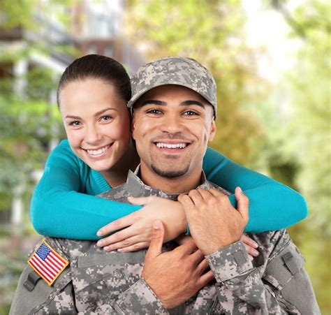 Premium Photo Military Husband With Wife