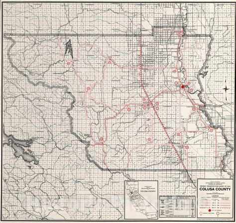 Historic Map 1935 Colusa County Vintage Wall Art Historic Pictoric