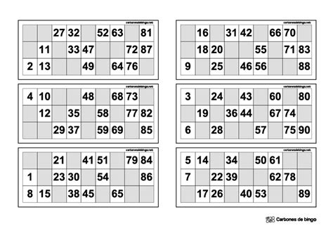 Cartones De Bingo Bolas Para Imprimir En Blanco Y Negro Cartones De Bingo