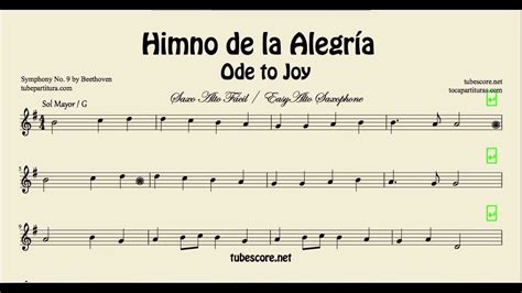 Himno De La Alegría Partitura Fácil De Saxo Alto En Sol Mayor