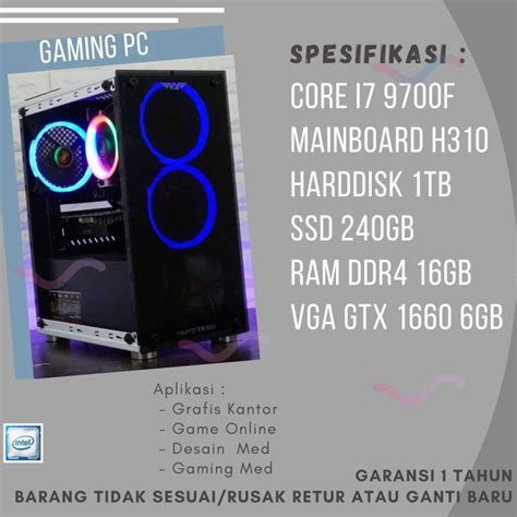 Jual Pc Gaming Core I F Komputer Cpu Vga Gtx Gb Ram E Di