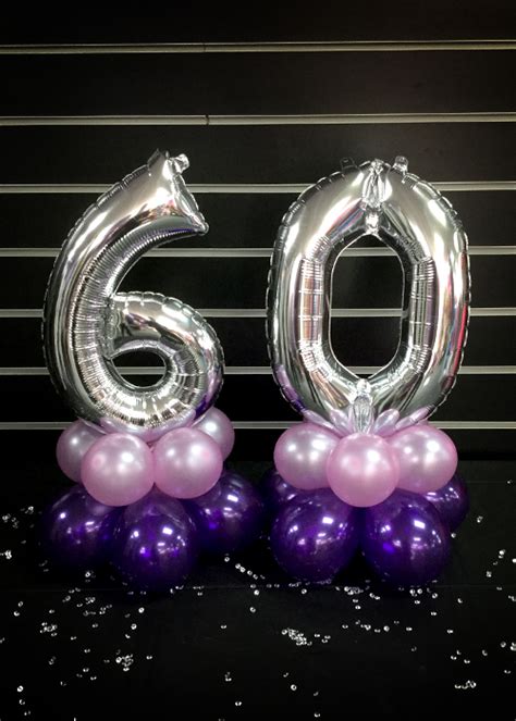 Purple And Lilac 60th Birthday Mini Number Balloon Centrepiece