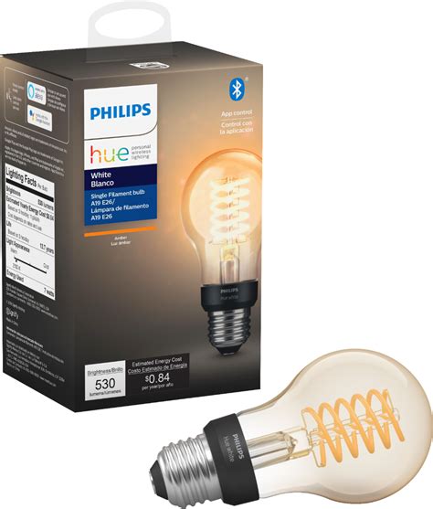 Best Buy Philips Hue White Filament A19 Bluetooth Smart Led Bulb Amber