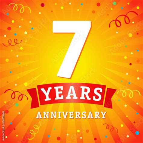 7 Years Anniversary Logo Celebration Card 7th Years Anniversary Vector