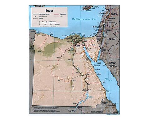 Large Detailed Relief Map Of Egypt With All Cities And