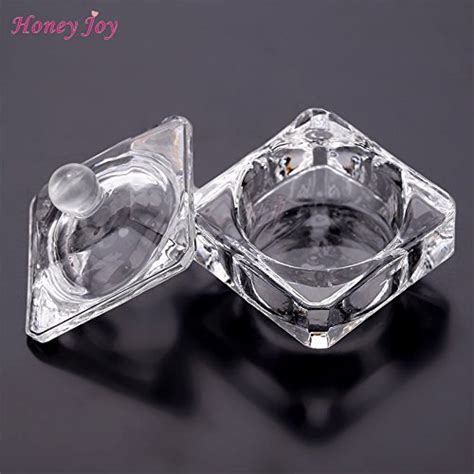 Generic Honey Joy Crystal Clear Acrylic Liquid Powder Glass Dappen Dish Glass Cup W Cap Lid Bowl