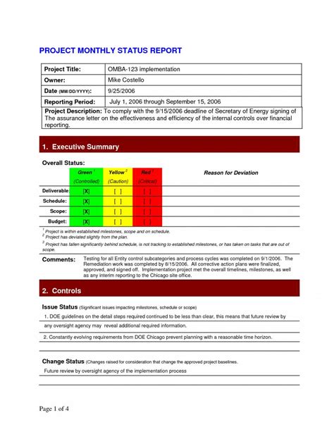 007 Project Status Report Template Excel Monthly Agile Within Deviation