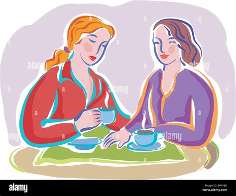 Two Friends Chatting Over Tea Stock Photo Alamy