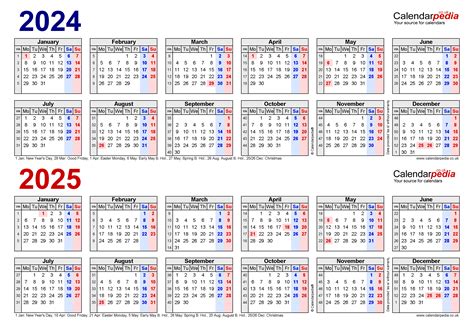 Two Year Calendars For 2024 And 2025 Uk For Pdf