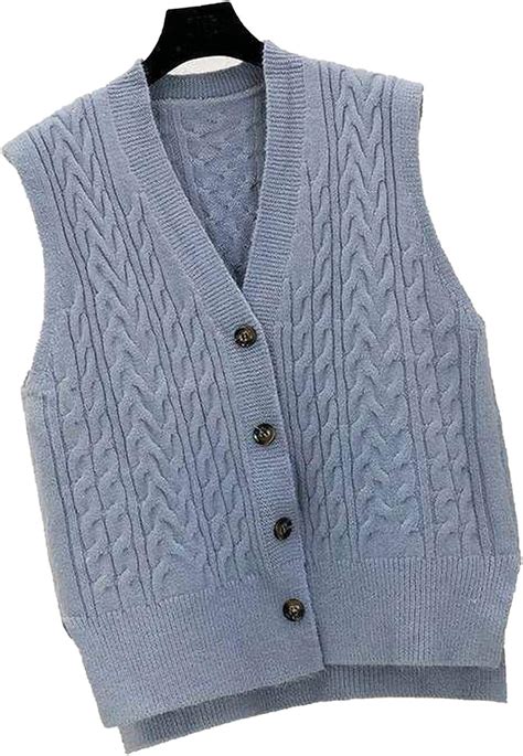 Outwears Knitted V Neck Womens Vest Sweater Single Breasted Solid