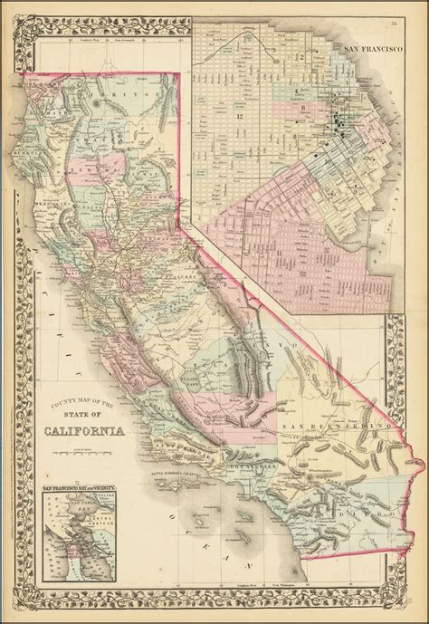 County Map Of The State Of California With Large Inset Plan Of San