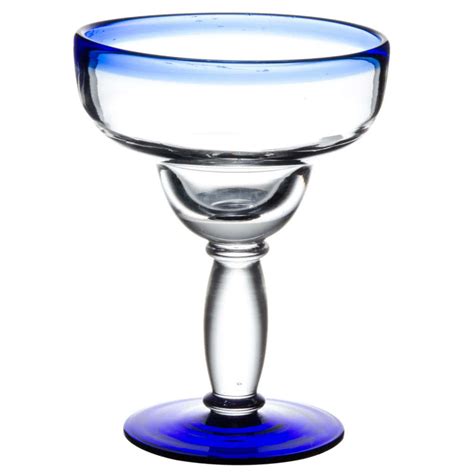 Libbey 92308 12 Oz Aruba Margarita Glass With Cobalt Blue Rim And Base 12 Case