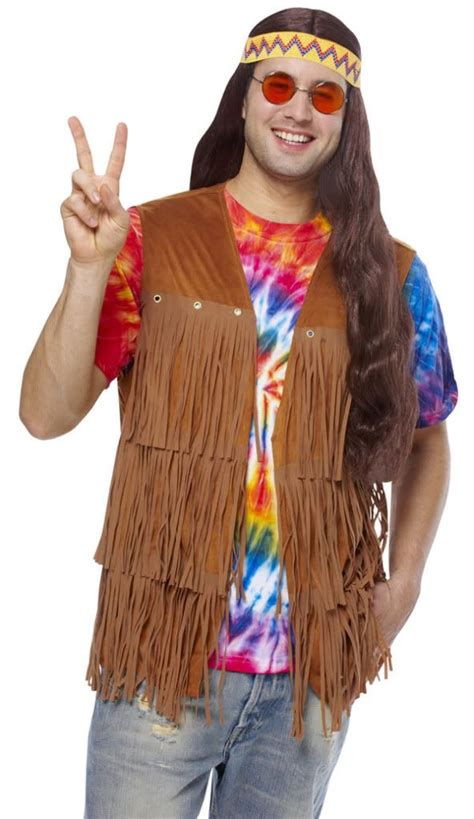 1960s 60 S Adult Mens Male Peace Retro Hippie Fringe Costume Vest Xl Plus Size Ebay