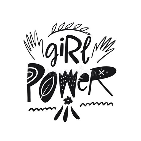 Girl Power Scandinavian Typography Hand Written Lettering Black Color