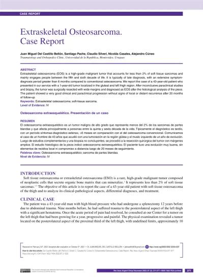 Extraskeletal Osteosarcoma Case Report