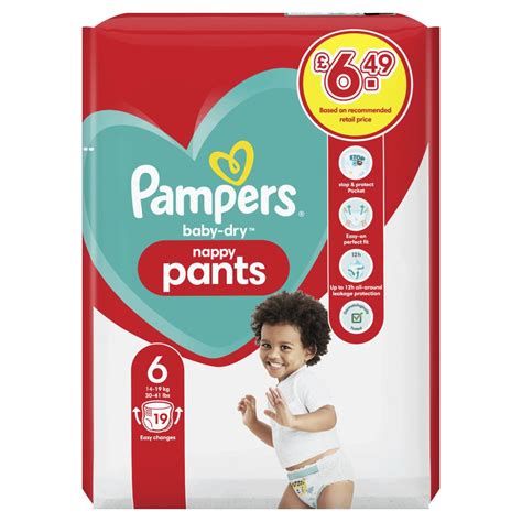 Pampers Baby Dry Nappy Pants Size 6 19 Nappies 14kg 19kg Carry