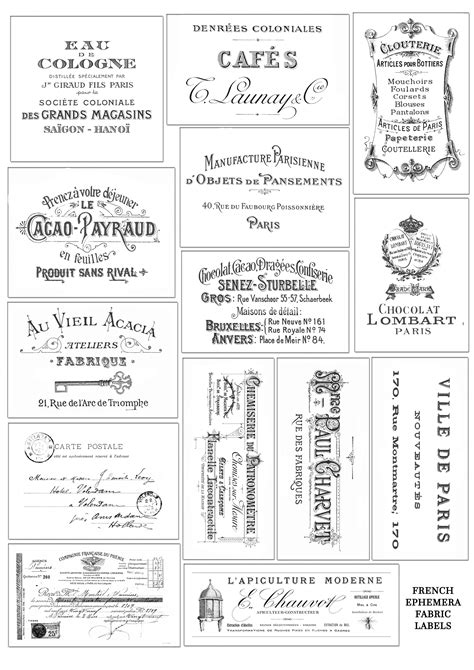 French Ephemera Fabric Labels Or Tags The Graphics Fairy Vintage