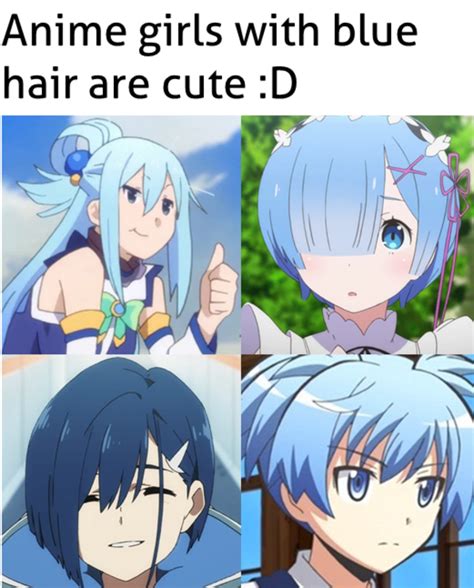 Today S Theme Is Blue Haired Girls Anime Girls Comparison