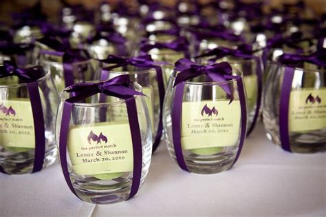 Candles And Customized Matches Wedding Favor Purple