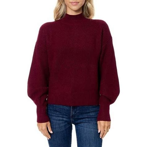 Nordstrom Sweaters Elodie Women L Mock Neck Balloon Sleeve Sweater In Wine Poshmark