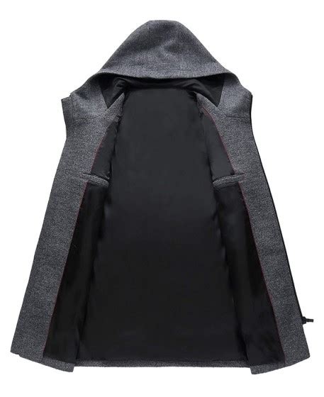 Grey Wool Coat Knee Length Wool Coat With Hood In Australia