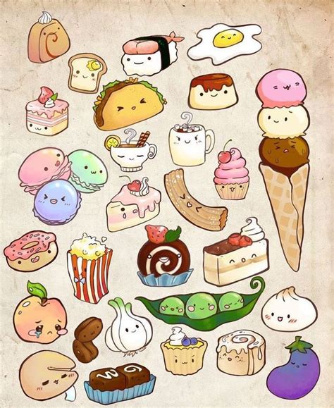 Super Fun And Adorable Doodles These Simple Food Drawings Are So Kawaii Cute Food Drawings