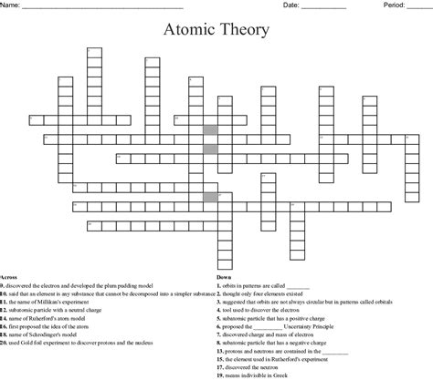 Atomic Theory Crossword Wordmint