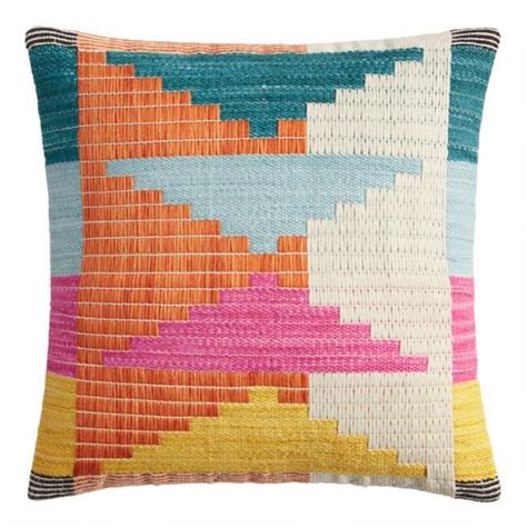 Multicolor Woven Triangles Indoor Outdoor Throw Pillow World Market
