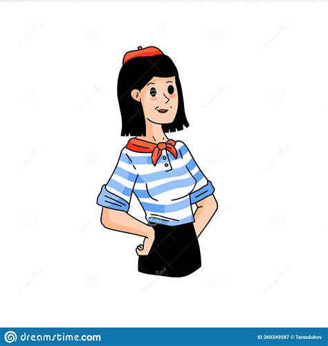 Typical Frenchman Man In Blue Striped T Shirt On Map Cartoon Vector