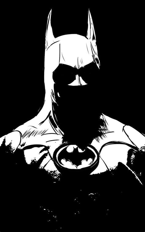 A Black And White Drawing Of Batman With His Face Covered By A Mask On