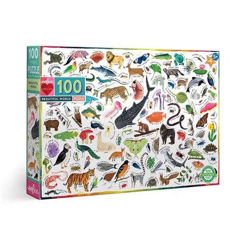 Beautiful World Animal Rainbow 100 Piece Puzzle Eeboo