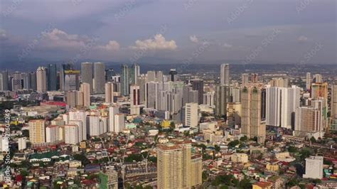 Aerial Philippines Manila Mandaluyong City September 2019 Sunny Day 4k