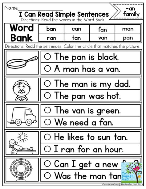 i can read simple sentences with cvc word families read the sentences and choose the sentence