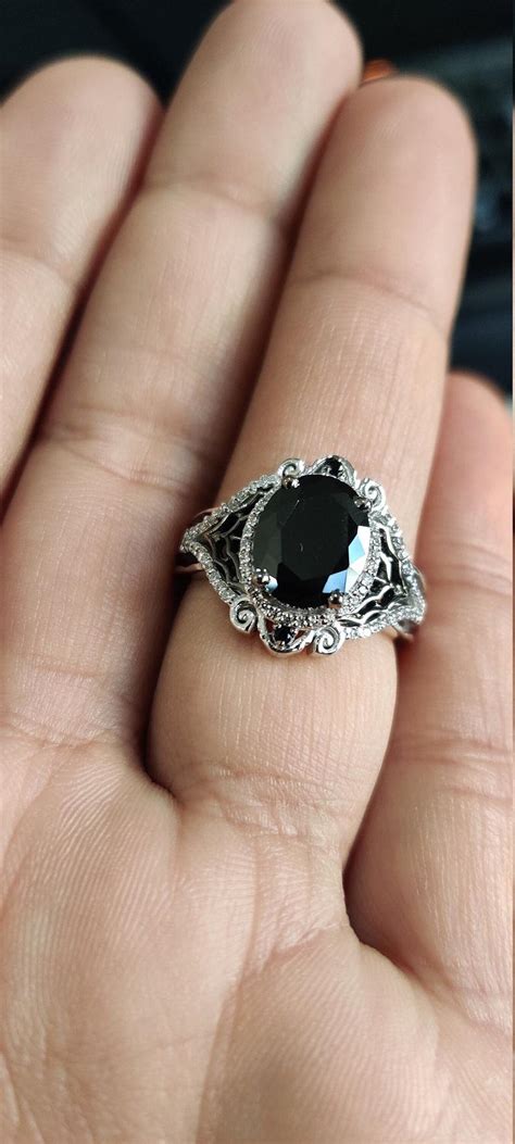Black Onyx Ring 300 Cttw 925 Sterling Silver Ring Tow Tone Etsy