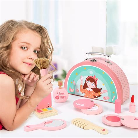 Soka Wooden Makeup Pretend Play Toy Set Vanity Beauty Cosmetic Make Up