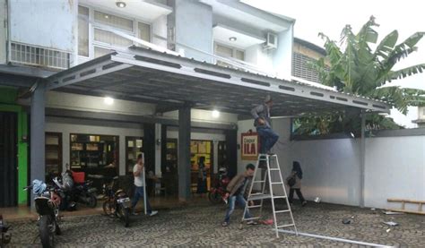 Tinggi kanopi yang umumnya adalah 3 sampai 4 m. Contoh Gambar Desain Kanopi Baja Ringan Tanpa Tiang - Kanalmu