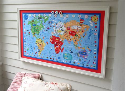 World Map BULLETIN BOARD Kids Magnetic Memo Board with Red