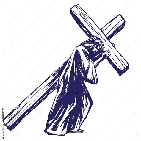 Jesus Christ Son Of God Carries The Cross Before The Crucifixion