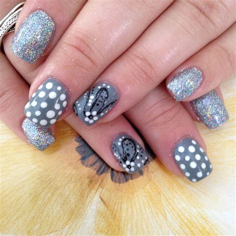 Gray Fun Nail Art Gray Nails Glitter Nails Fun Nails Grey Nail