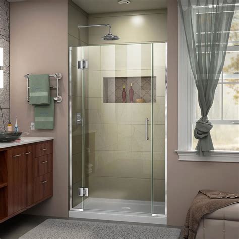 dreamline unidoor x 41 1 2 in to 42 in x 72 in frameless hinged shower door in chrome