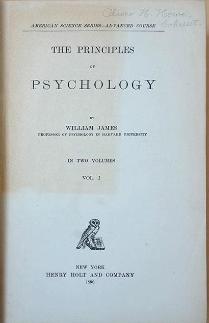 The Principles Of Psychology De James William 1890 Jeremy Norman