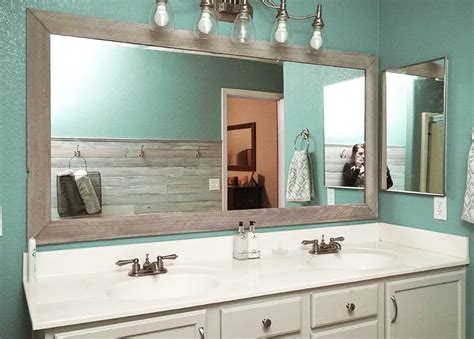 This Builder Grade Mirror Is Gorgeous With A Custom Diy Bathroom Mirror