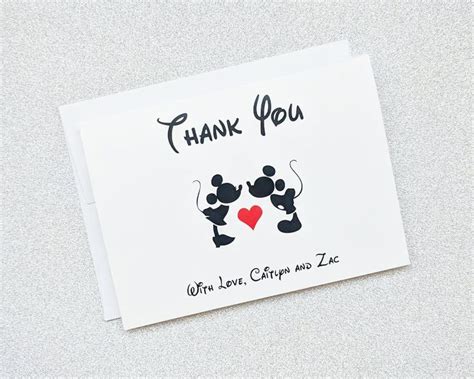 Mickey And Minnie Thank You Card Simple Disney Wedding Etsy In 2021