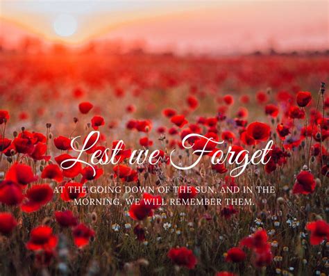 At The Going Down Of The Sun And In The Morning We Will Remember Them Lest We Forget