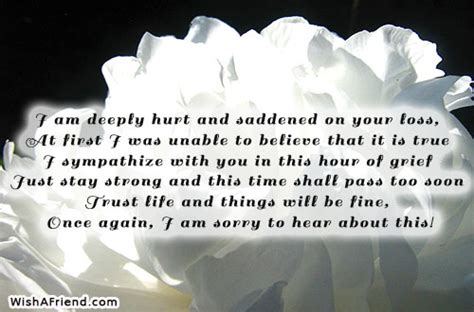 I Am Deeply Hurt And Saddened Sympathy Card Message