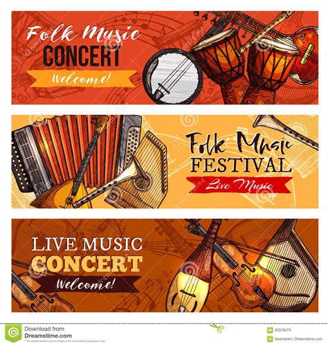 Music Concert Or Festival Vector Banners Set Stock Vector