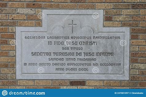 Saint Teresa Church Plaque, Memphis, Tennessee Editorial Photography