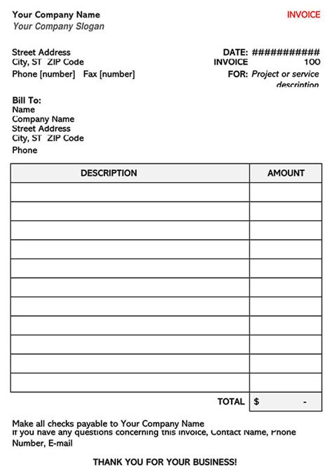 Word Invoice Template Louiesportsmouthcom Invoice Download Free