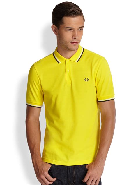 Fred Perry Twin Tipped Polo In Yellow For Men Lyst