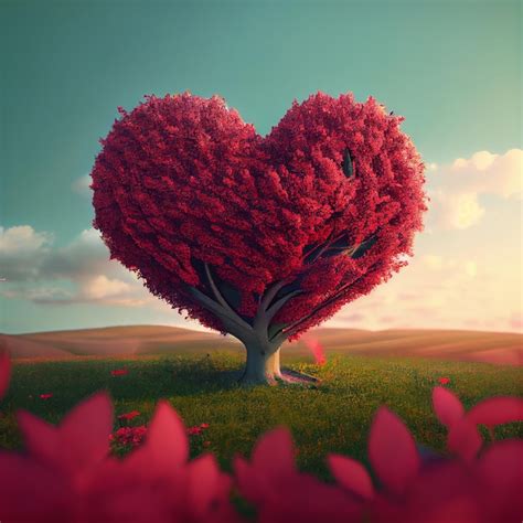 Premium Photo Pink Heart Shaped Tree Generative Ai